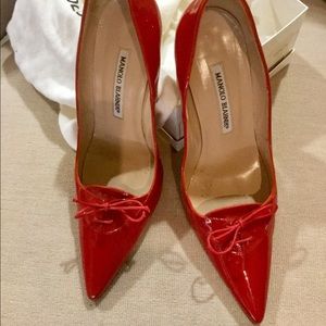 Manolo Blahnik Red Patent Pumps Size 8